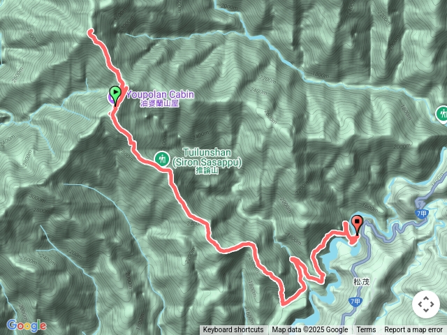 大劍山登山步道，仁壽橋，停車場，松茂林道，流籠，鐵閘門，天梯，獵寮營地，推論山，雨量自動觀測站，油婆蘭山，油婆蘭山屋，大劍山，劍南尖山