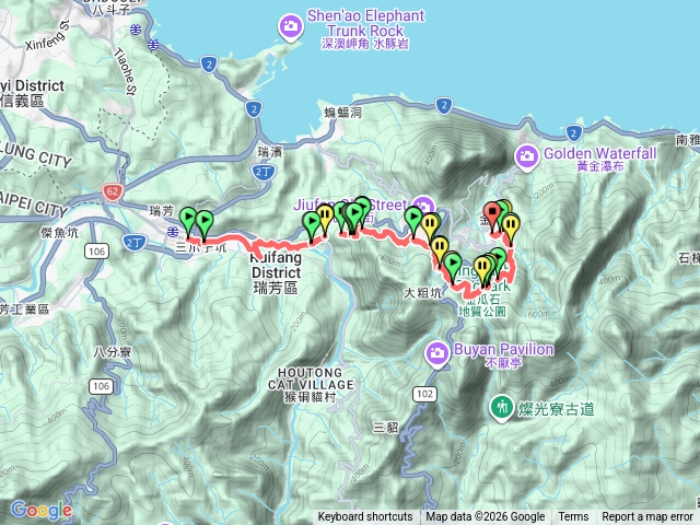 淡蘭古道北路，瑞芳、金瓜石地質公園、黃金神社、黃金博物館