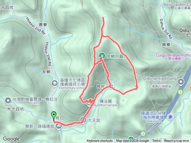 2026 09 28 七堵友蚋一坑站-月眉洞~姑娘廟~仙洞湖山~月眉洞~一坑站8字型