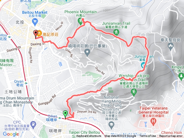 唭哩岸站-奇岩山-唭哩岸山-軍艦岩-丹鳳山-北投市場