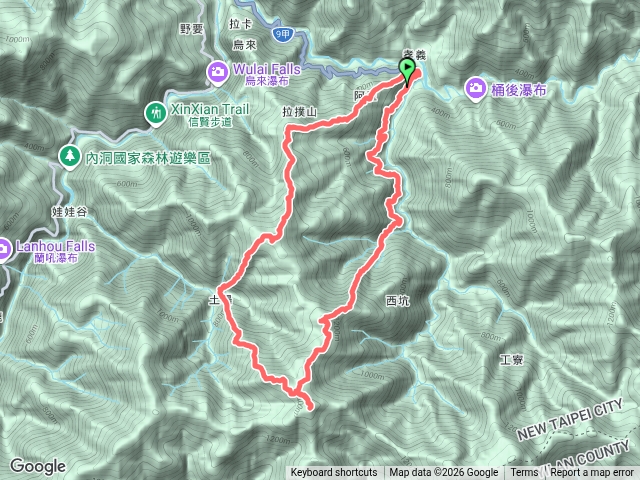 西坑林道、露門山、內洞林道15.7k、大克保山主峰、拉撲山、阿玉溪山