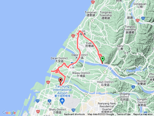 🔺苗栗/苑裡/大山➡️大山北➡️房裡▶️🔺台中/大安、大甲/橫圳➡️下九➡️南埔➡️南勢厝➡️東安➡️東勢尾➡️六塊厝➡️大甲溪橋