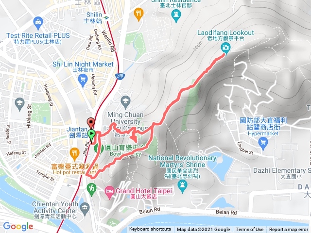 2021-08-20 捷運劍潭站→園山水神社→劍潭山→老地方→圓山風景區牌樓P形