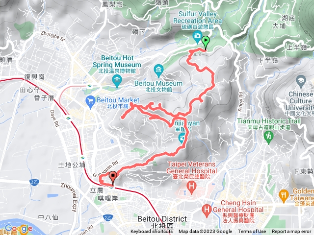 北投四岩(大砲岩｜新北投山｜磺溪山｜八頭山｜湯守岩｜丹鳳山｜大師岩｜軍艦岩｜唭哩岸山｜奇岩山｜東華山｜唭哩岸捷運站)