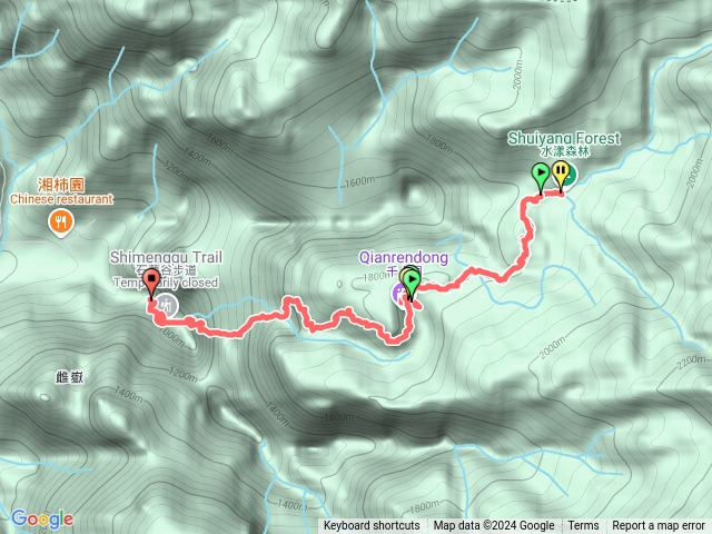 千人洞到水漾森林後折返下山，豐山吊橋結束