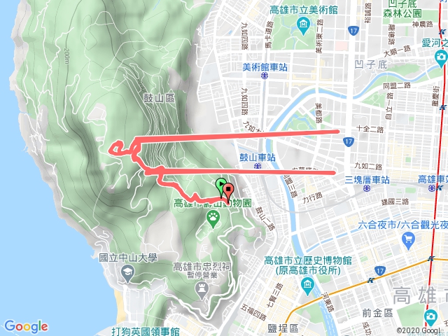 動物園登山口＞七蔓站＞好漢坡＞長春橋＞黑狗兄觀景台＞大猴洞