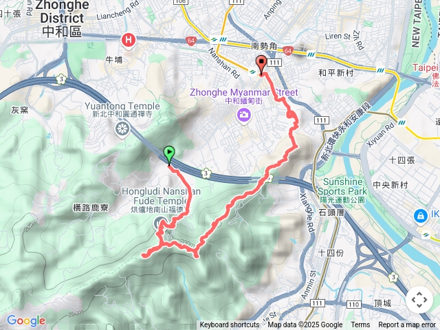 烘爐地站-南勢角山光明頂-外挖子步道-南勢角站