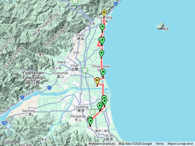 冬山車站-冬山自行車-濱海自行車-頭城車站（回冬山還車）