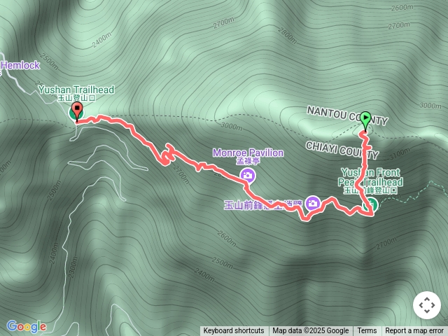 玉山前鋒至玉山登山口