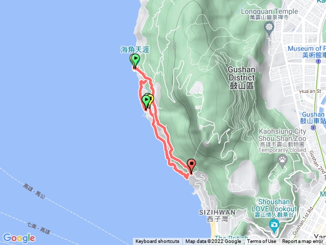 柴山阿朗壹（文學院→半倒碉堡→碉堡→情人沙灘→柴山漁港→肉粽角→海蝕洞→踢公路）