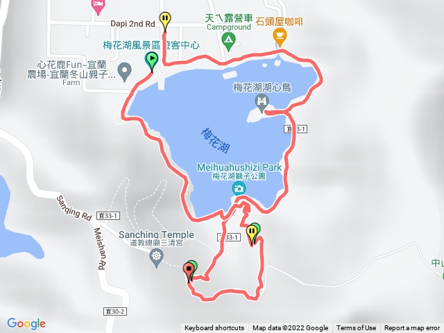 三清宮接梅花湖接獅王小徑8字型步道