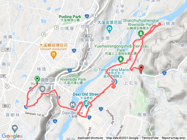 2021/12/12大溪齋明寺-石板古道-月眉古道-李騰芳古蹟-月眉濕地落羽松-山豬湖-出信義路