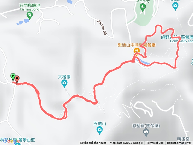 石門路70號步道入口-直上山中湖-文筆山登山口繞湖一圈回山中湖-原路折返70號步道入口