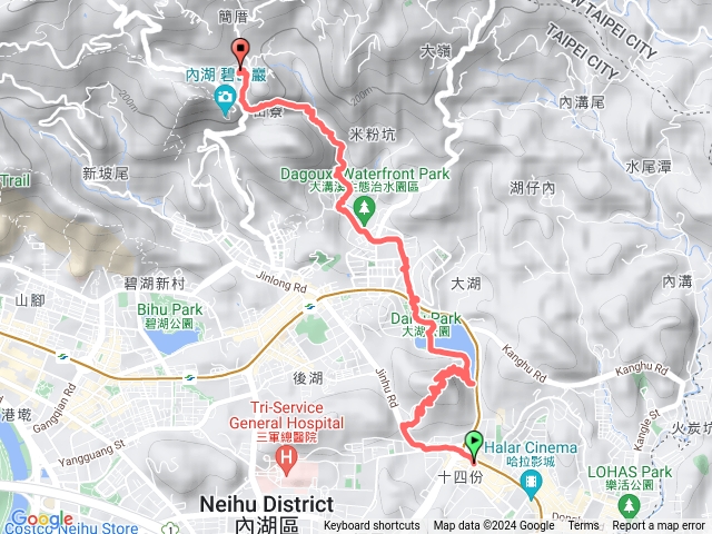 葫洲站-康寧路-白鷺鷥山-大湖公園-圓覺步道-白石湖