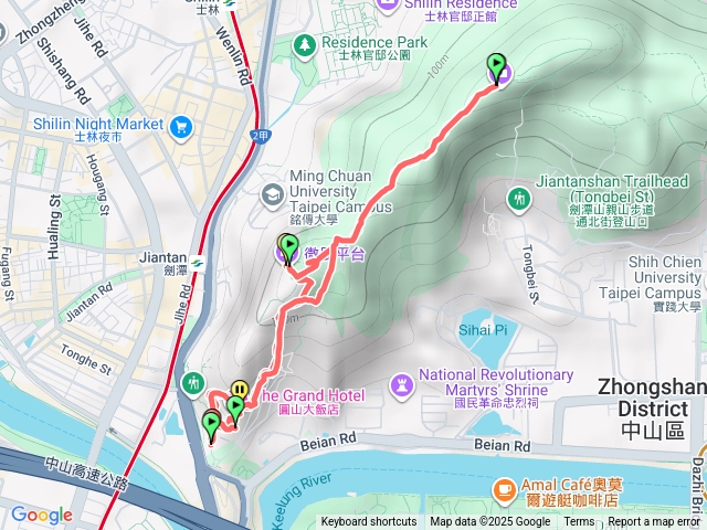 20251207劍潭山親山步道GPX預覽圖