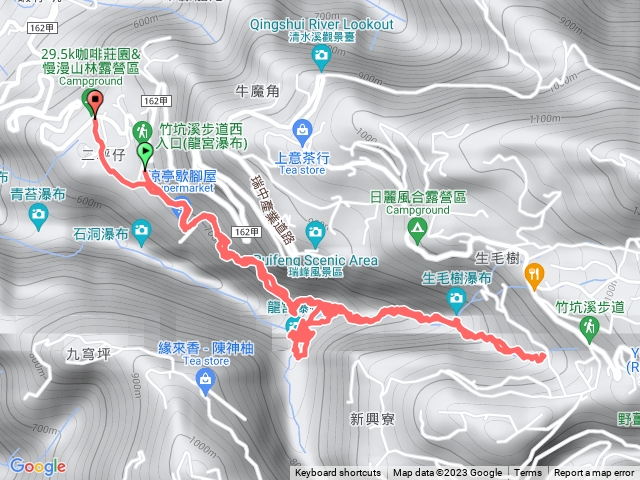 竹坑溪、雷音瀑布、龍宮瀑布、生毛櫸瀑布