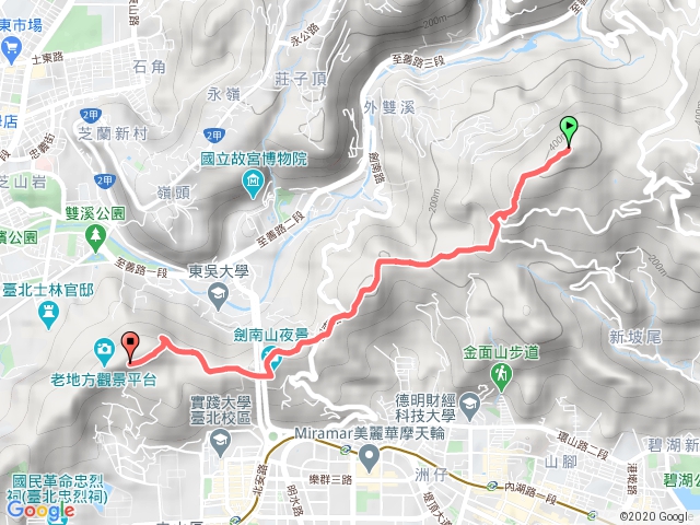 大崙尾山到通北街(界寮縱走部分路線)