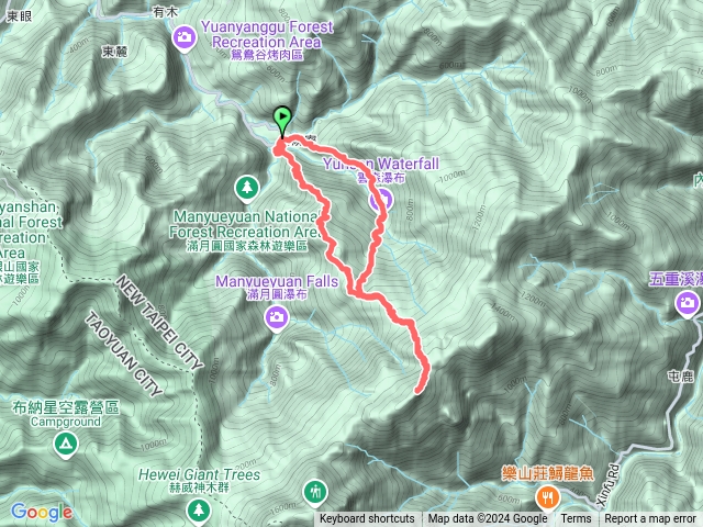 熊空車站，組合山，樂佩山，雲森瀑布