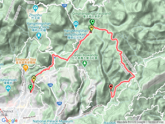 天母古道→擎天崗→石梯嶺→顶山→風櫃嘴→聖人橋