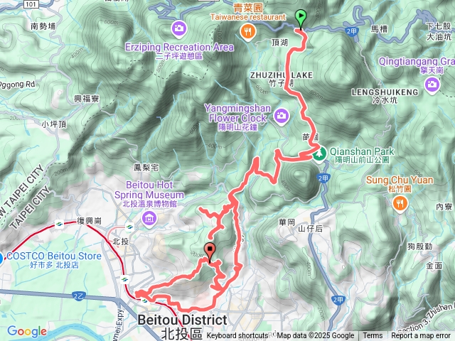 2025-02-01北投摸基石(東華山-奇岩山西峰-奇岩山-唭哩岸山西南峰-唭哩岸山-地殼變動基準點-軍艦岩-磺溪山南峰-新北市城鄉發展局T0002控制點-磺溪山-磺溪山東北峰-新北投山)