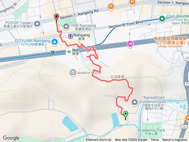 南港 生技園區- 中南山越嶺步道-南港車站