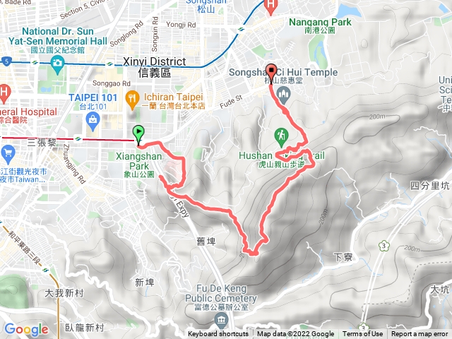 2022-2-28捷運象山站→象山峰→拇指山→南港山南峰→南港山→九五峰→黃蟬園→三清宮百年大榕樹→慈惠堂