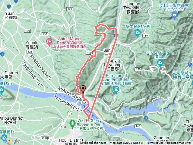 火炎山北稜>慈濟茶園>挑炭古道(三通嶺古道)>下三義,泰安火車站>回起登登山口