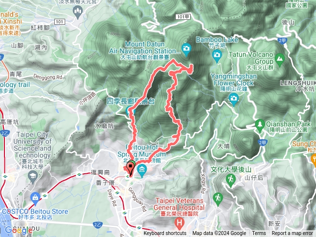 2024/2/14（三）新北投~大屯西峰~大屯東南峰~中正山~新北投