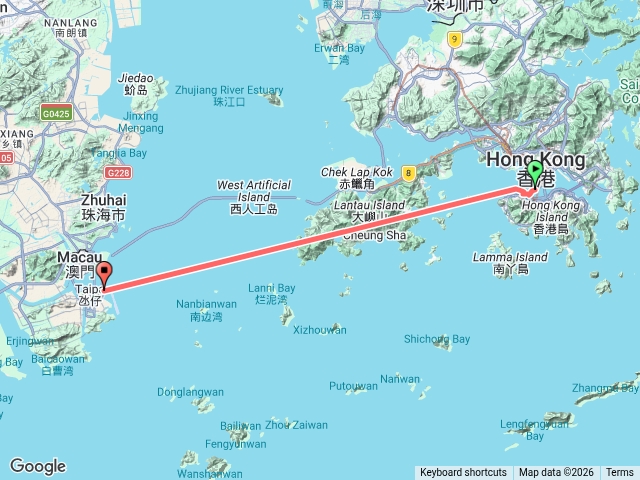 2026.07.10香港海港城到澳門沊仔客運碼頭軌跡
