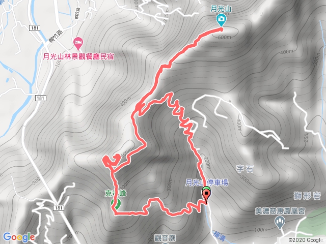 月光山->雙峰山->克孝峰（超美展望）->月光山停車場 月靈路線