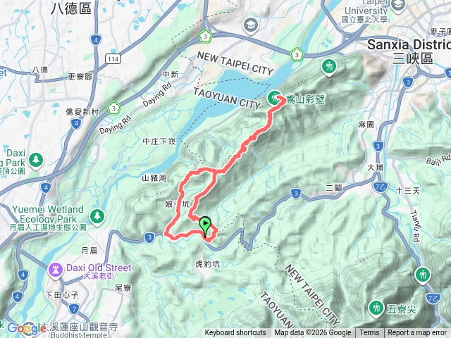 大溪龍山寺-壽山-血藤A區-血藤B區-五十分山-鳶山彩壁-健康亭-血藤C區-五十分山-烏塗窟山-大溪龍山寺預覽圖