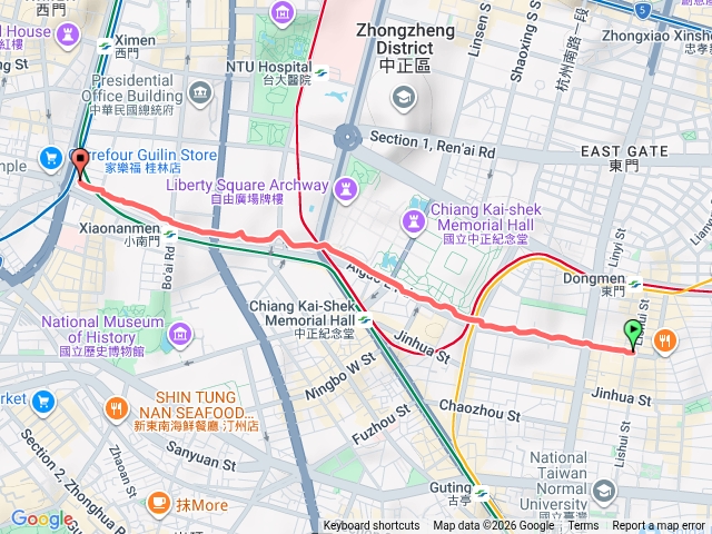 愛國東路(麗水街)到西路(中華路一二段)