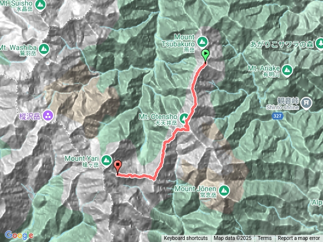 日本燕山莊到大槍山莊