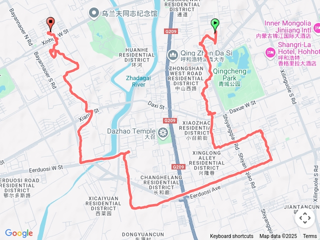 海亮廣場上、青城公園、觀音寺、大召寺、烏蘭芙公園