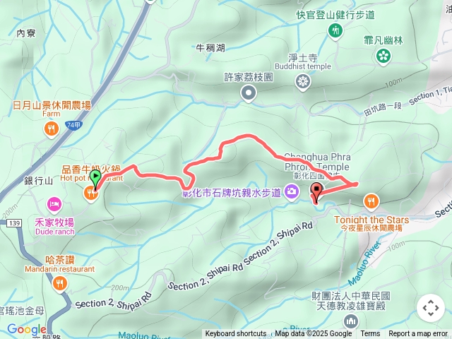 彰化市石牌坑親水步道山路下坡（品香牛奶火鍋-石牌坑旅客中心）