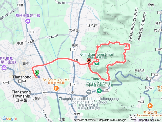 田中大小劍內樹尾山小奇萊三叉山O形-田中火車站登山