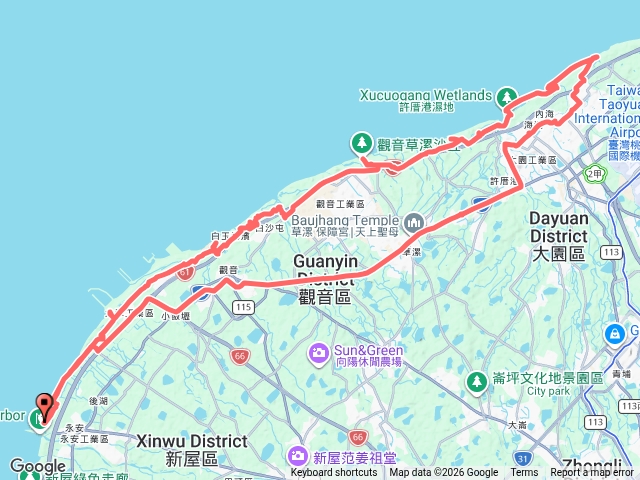 桃園海岸騎自行車（新屋區永安漁港-大園區後厝漁港）來回