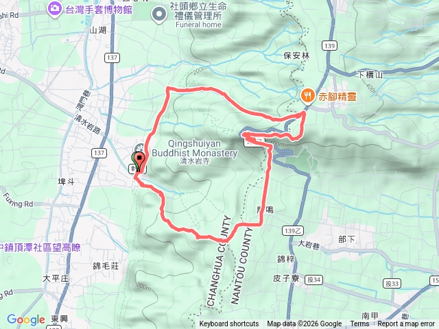 清水岩、十八彎古道、橫山觀日步道、山湖步道Ở繞預覽圖