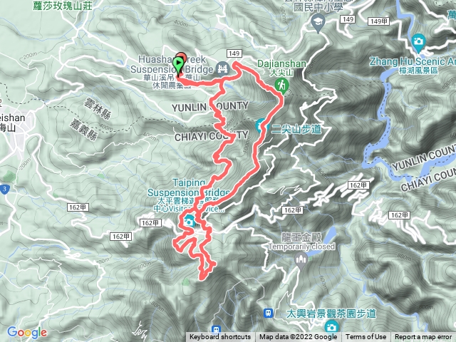 小天梯10-5上，情人橋下，雲嘉五連峰至大巃頂