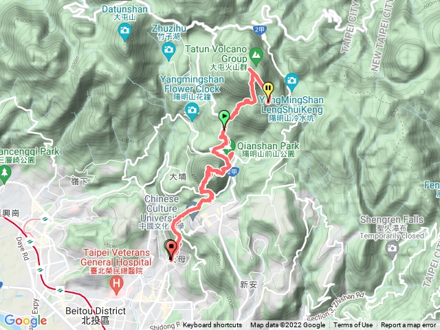 天母古道，紗帽山，七星山原路來回