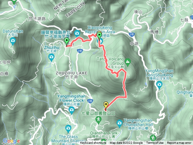 竹子湖>小油坑＞七星山南峰>七星山主峰>苗圃步道