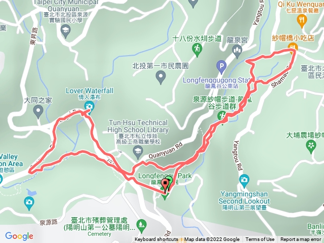 龍鳳谷步道、情人瀑布、硫磺谷步道8字型