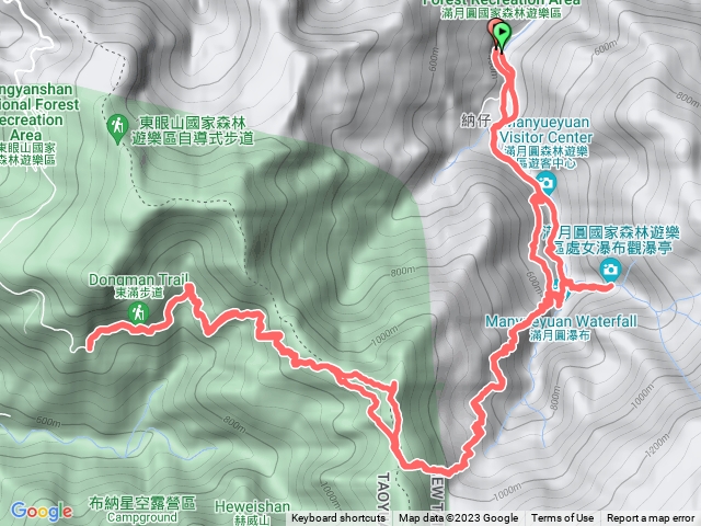 滿月圓-拉卡山-東眼山-東滿步道-處女瀑布(2023-7-15)