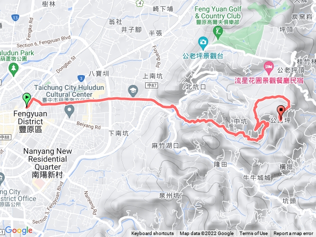 🔺台中/豐原/公羅坪山，H572m (聯勤三等三角點 | 內補251號、中研院三角點 | 第232號、台電基石-北峰）［路徑重闢］