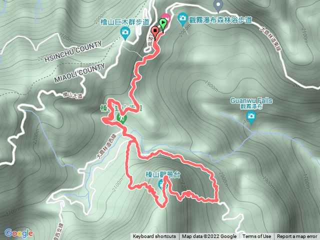榛山步道觀景台環狀（觀霧山莊到觀景台）