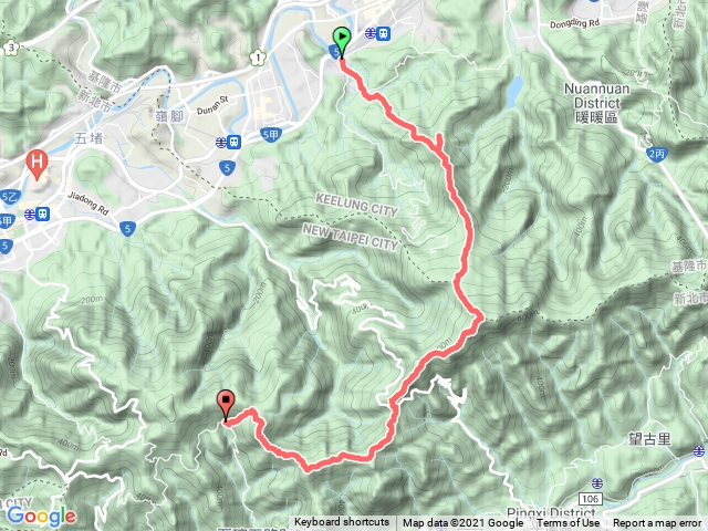 七堵-拔西猴山-內西勢坑山-江子寮山-石硿大崙-五八一山-耳空龜山