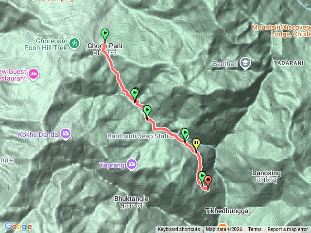 尼泊爾葛雷帕尼2850m山屋到烏勒里2060m山屋健走20260331