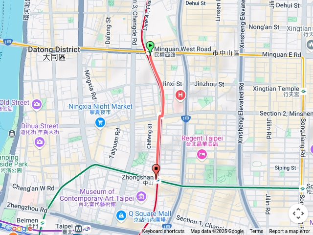 捷運中山站街區、心中山線形公園