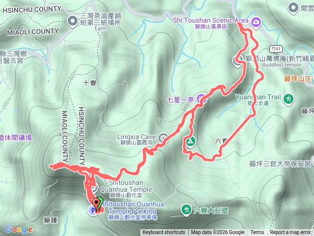 勸化堂上、獅頭山三角點、獅尾山三角點、獅尾山牌樓、六寮古道回預覽圖