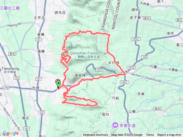 麒麟山森林步道、田中大小劍、內樹尾山、赤水崎公園步道、田中森林登山步道預覽圖